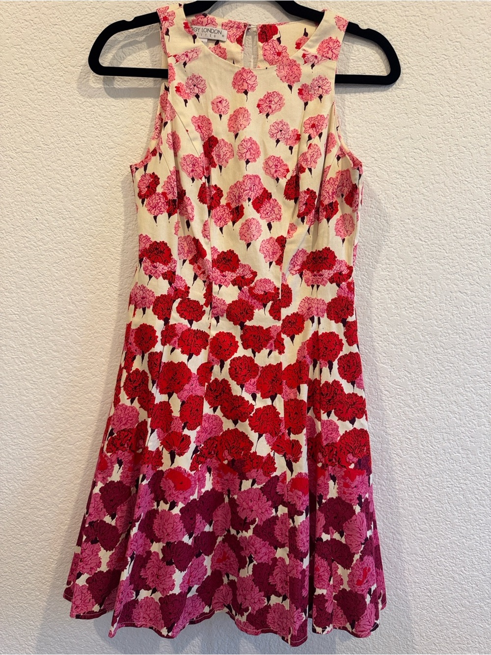 Maggy London Cream Dress with Pink & Red Floral Print